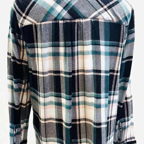 CASLON Women Long Sleeve Collared Button Down Plaid Shirt Top Size Petite Small - Picture 11 of 14
